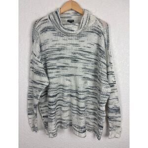 Torrid Women’s Sweater Size‎ 3/XL White Gray Space Dye Cowl Neck Open Knit